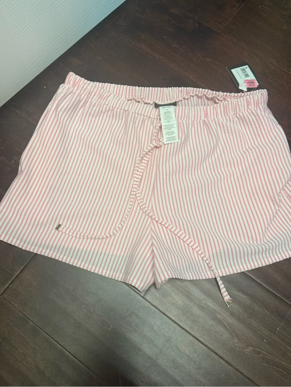 kate spade Pink & White Stripe Drawstring Lounge Shorts